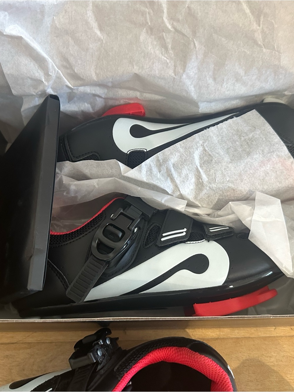 2 pairs of Peloton Black/White Cycling Shoes with Red Accents